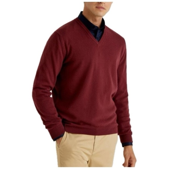 NWT John W. Nordstrom 100% Italian Merino Extrafine Wool V-Neck Gray Sweater - Picture 3 of 11